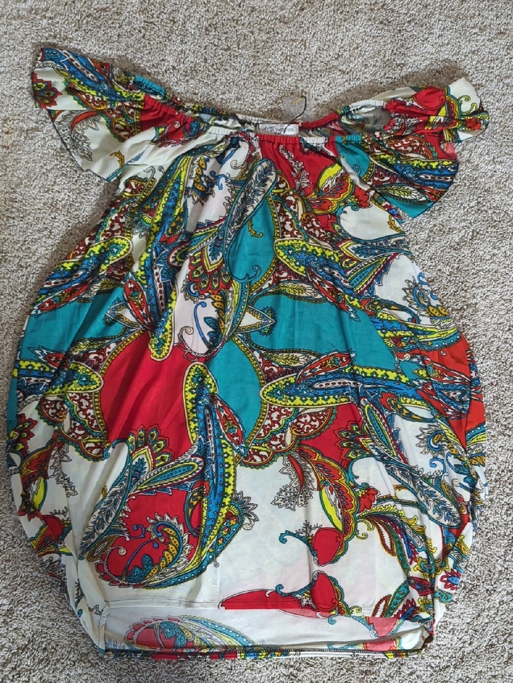 Bundle Of 3 - Silky Off-Shoulder Paisley Print Top in 3 Different Colors - Picture 5 of 6